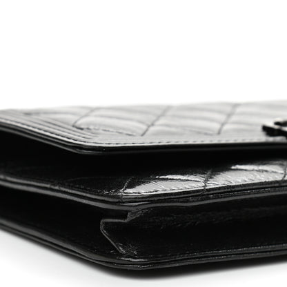 Chanel Shiny Aged Calfskin Quilted Boy Wallet On Chain WOC So Black 10 of 13