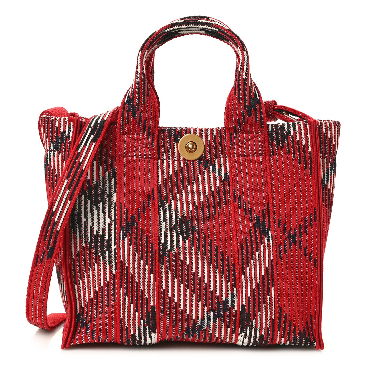 Burberry Knitted Check Mini Tote Scarlet 1 of 10