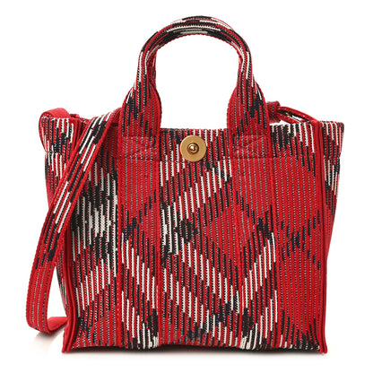 Burberry Knitted Check Mini Tote Scarlet 1 of 10