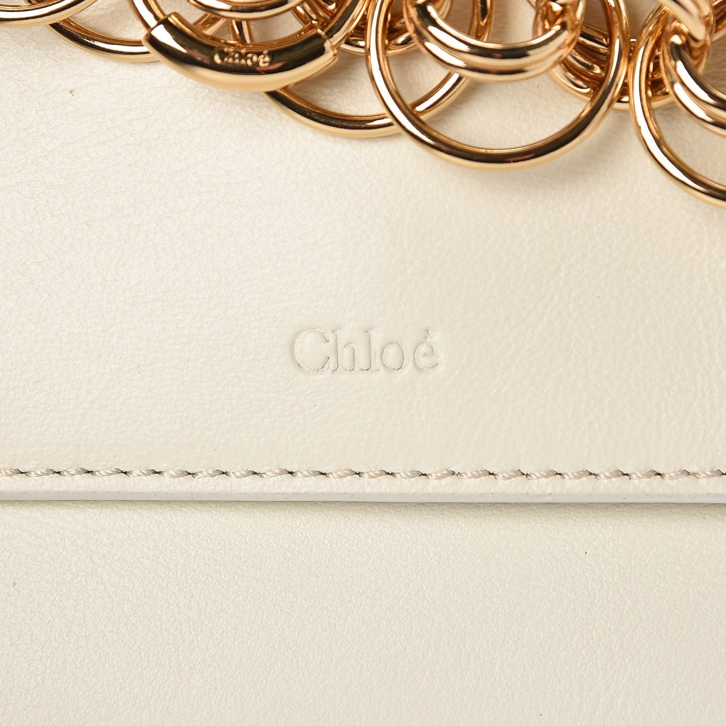 Calfskin Drew Bijou Clutch Natural White