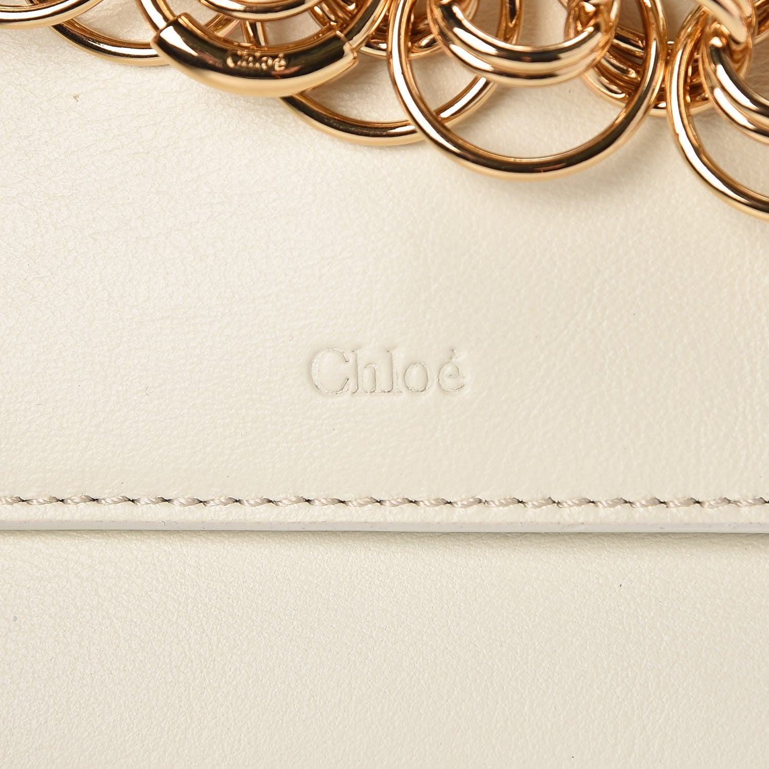 Chloe Calfskin Drew Bijou Clutch Natural White 9 of 9
