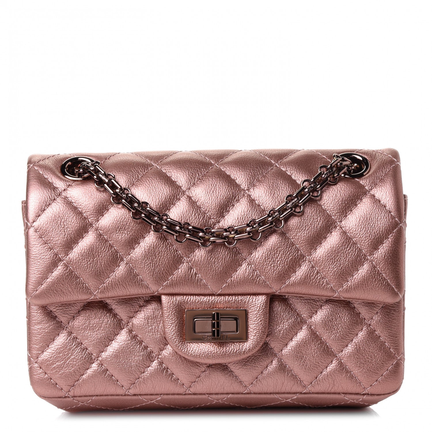 Chanel Metallic Grained Calfskin Quilted 2.55 Reissue Mini Flap Copper Pink 1 of 4