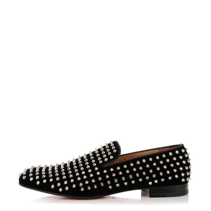 Christian Louboutin Mens Veau Velours Dandelion Spikes Flat Loafers 46.5 Black 1 of 9