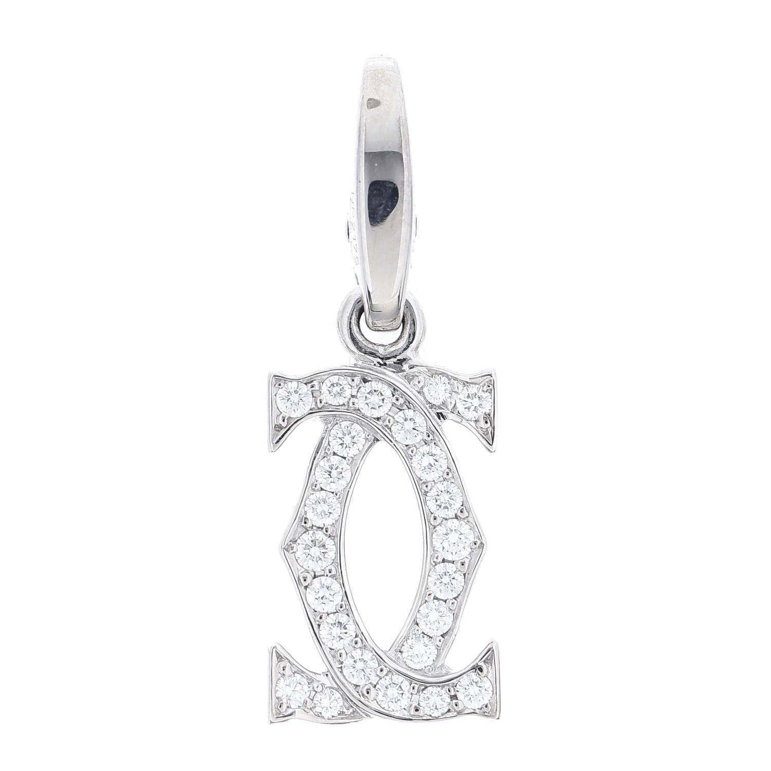 Cartier 18K White Gold Diamond Logo Charm 1 of 4
