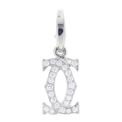 Cartier 18K White Gold Diamond Logo Charm 1 of 4