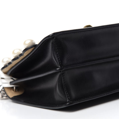 Fendi Vitello Liberty Pearl Scalloped Studded Small Kan I Shoulder Bag Black 6 of 10