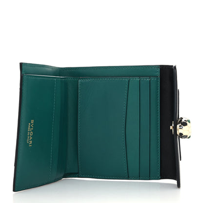 Bulgari Calfskin Serpenti Forever Wallet Black Emerald Green 5 of 11