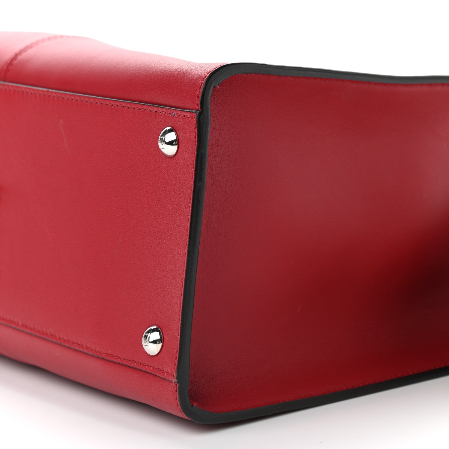 Fendi Vitello Seta Glazed Fabric FF 1974 Medium Peekaboo X-Lite Fragola Mogano Panna 9 of 9
