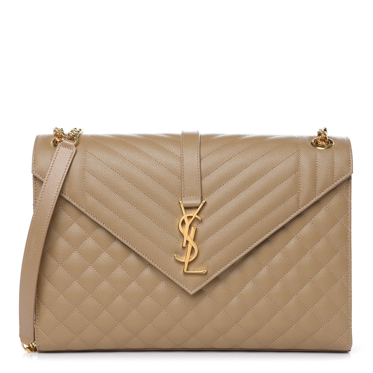 Grain De Poudre Mixed Matelasse Large Triquilt Monogram Satchel Dark Beige