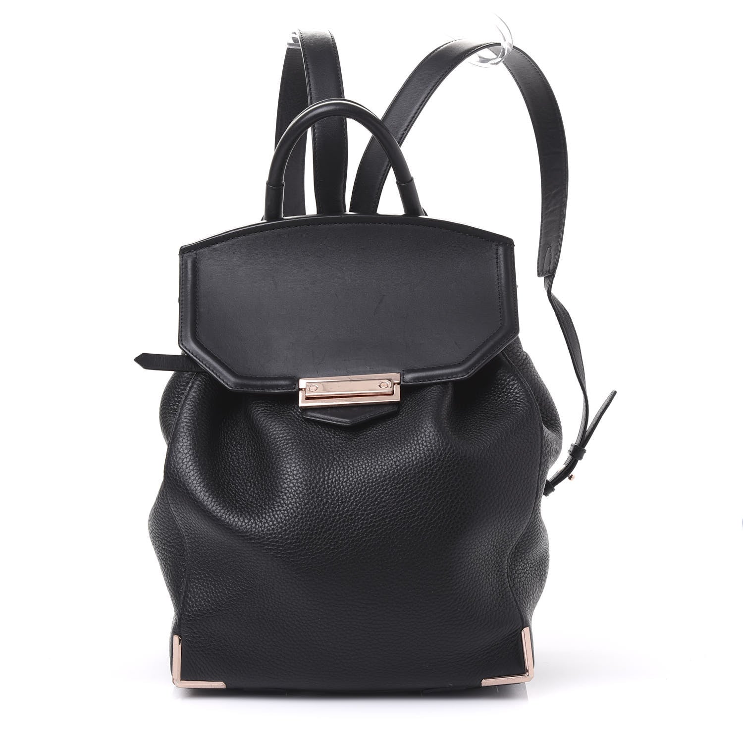 Alexander Wang Pebbled Calfskin Prisma Skeletal Backpack Black Rose Gold Hardware 1 of 11