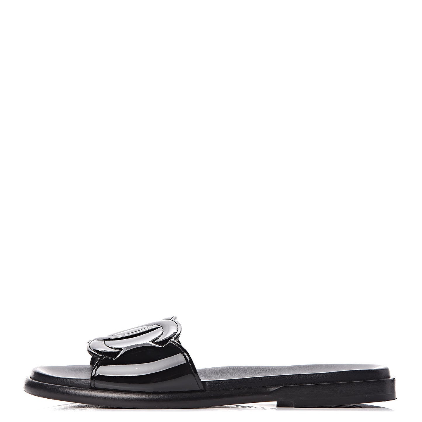 Patent Calfskin CC Slip On Mules 39 Black