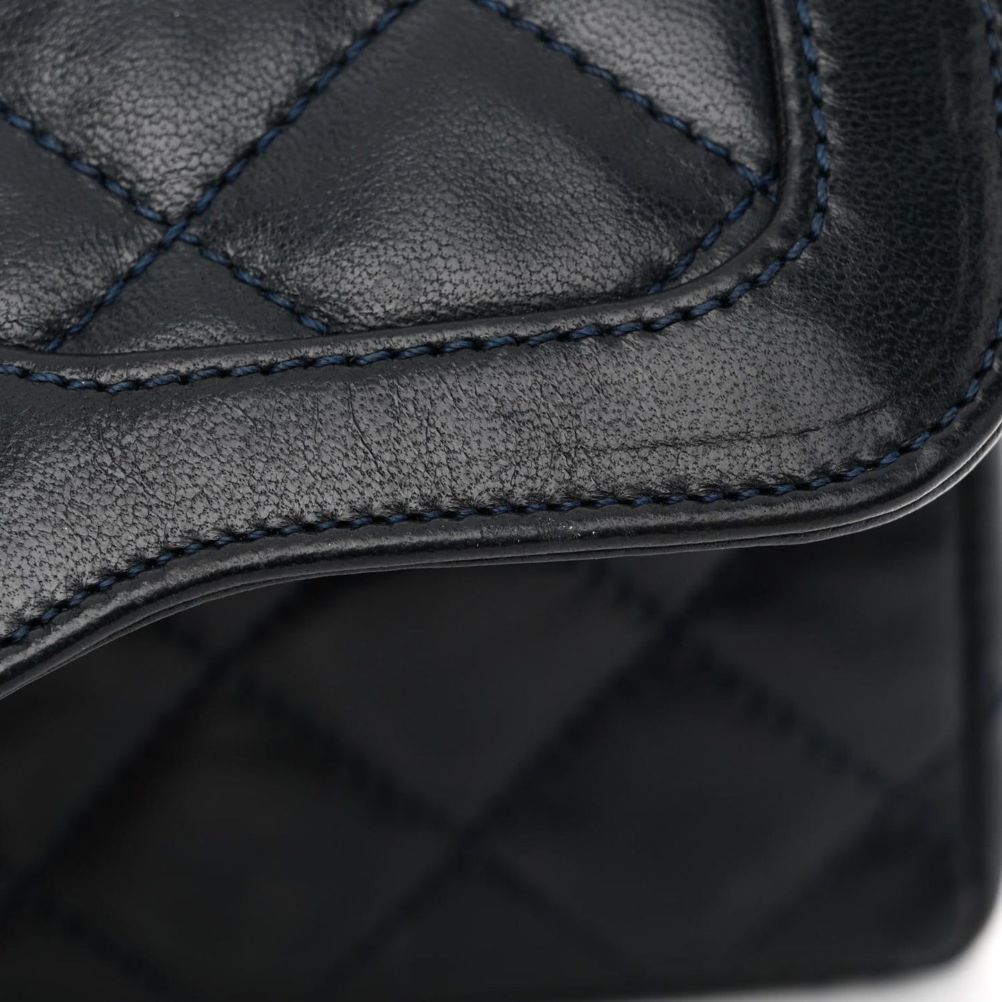 Lambskin Quilted Mini Square Flap Bag Navy