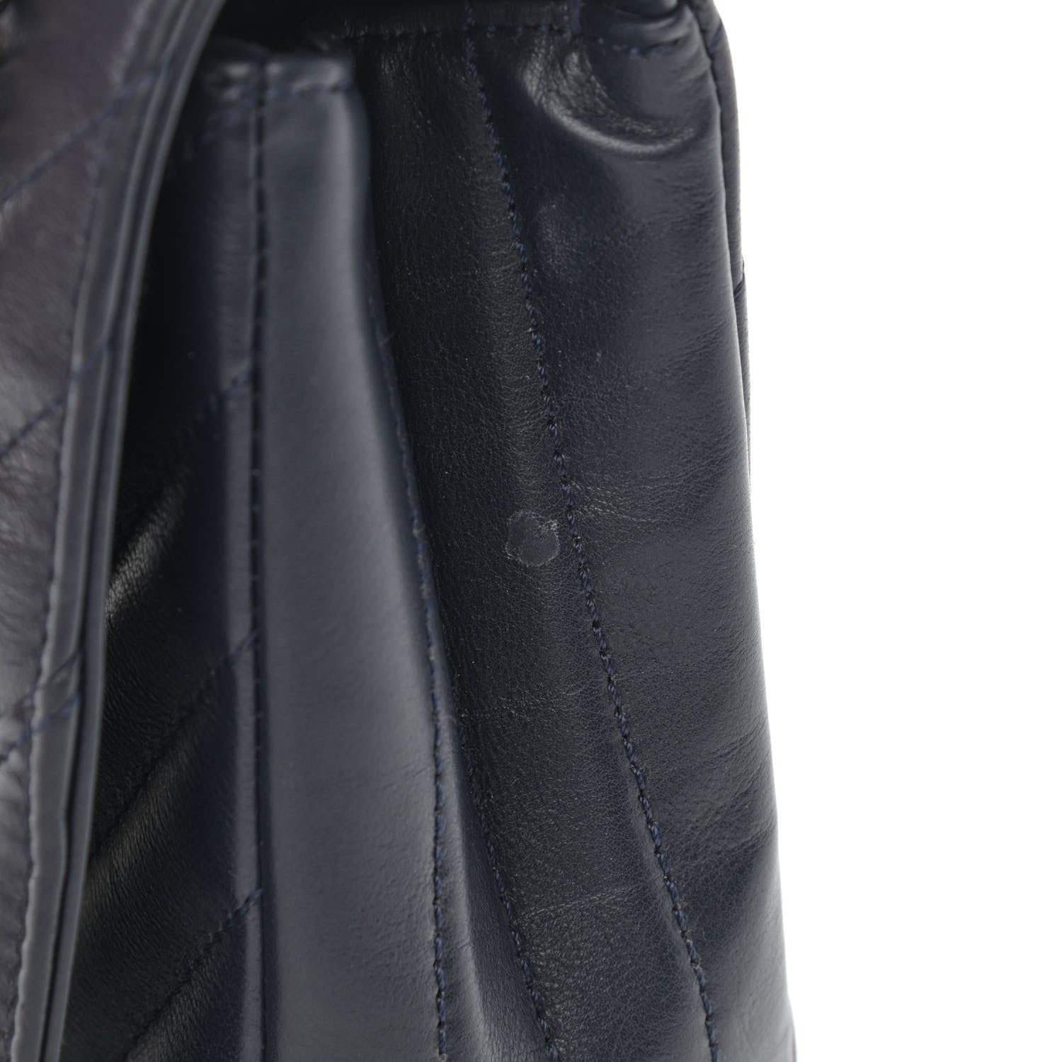 Chanel Calfskin Chevron Quilted Small Statement Flap Navy 15 of 15