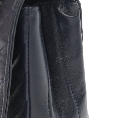 Chanel Calfskin Chevron Quilted Small Statement Flap Navy 15 of 15