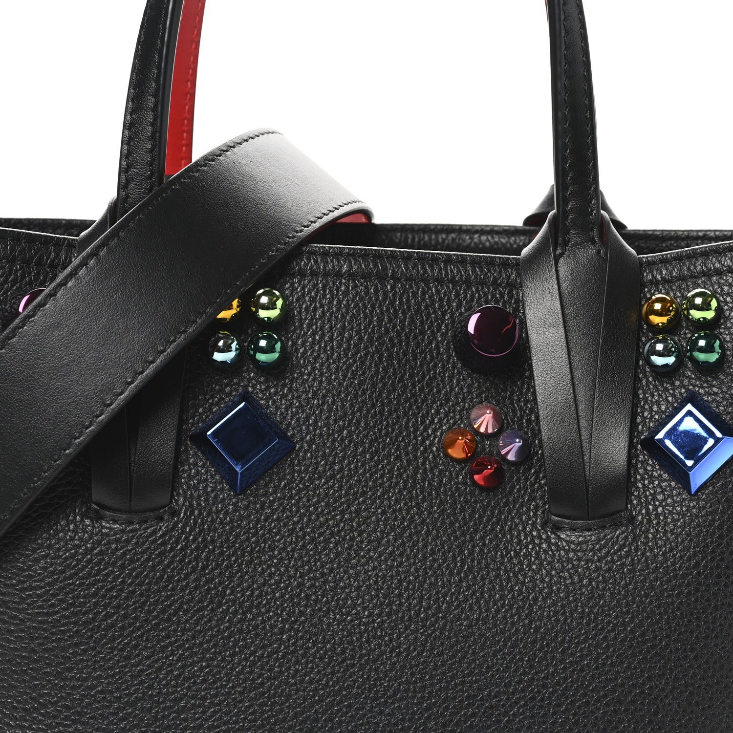 Christian Louboutin Calfskin Embellished Mini East West Cabata Tote Black 8 of 10