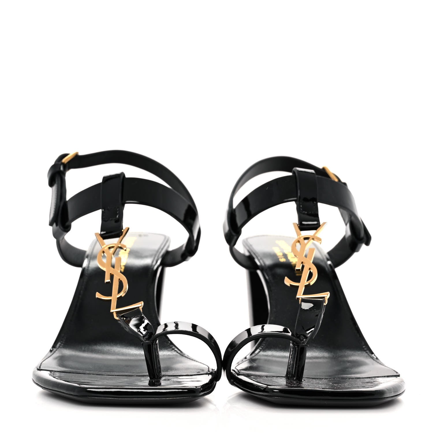 Saint Laurent Patent Calfskin Cassandra 75 Sandals 38 Black 2 of 9