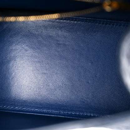 Balenciaga Shiny Calfskin Crocodile Embossed Small Hourglass Top Handle Bag Navy 9 of 9