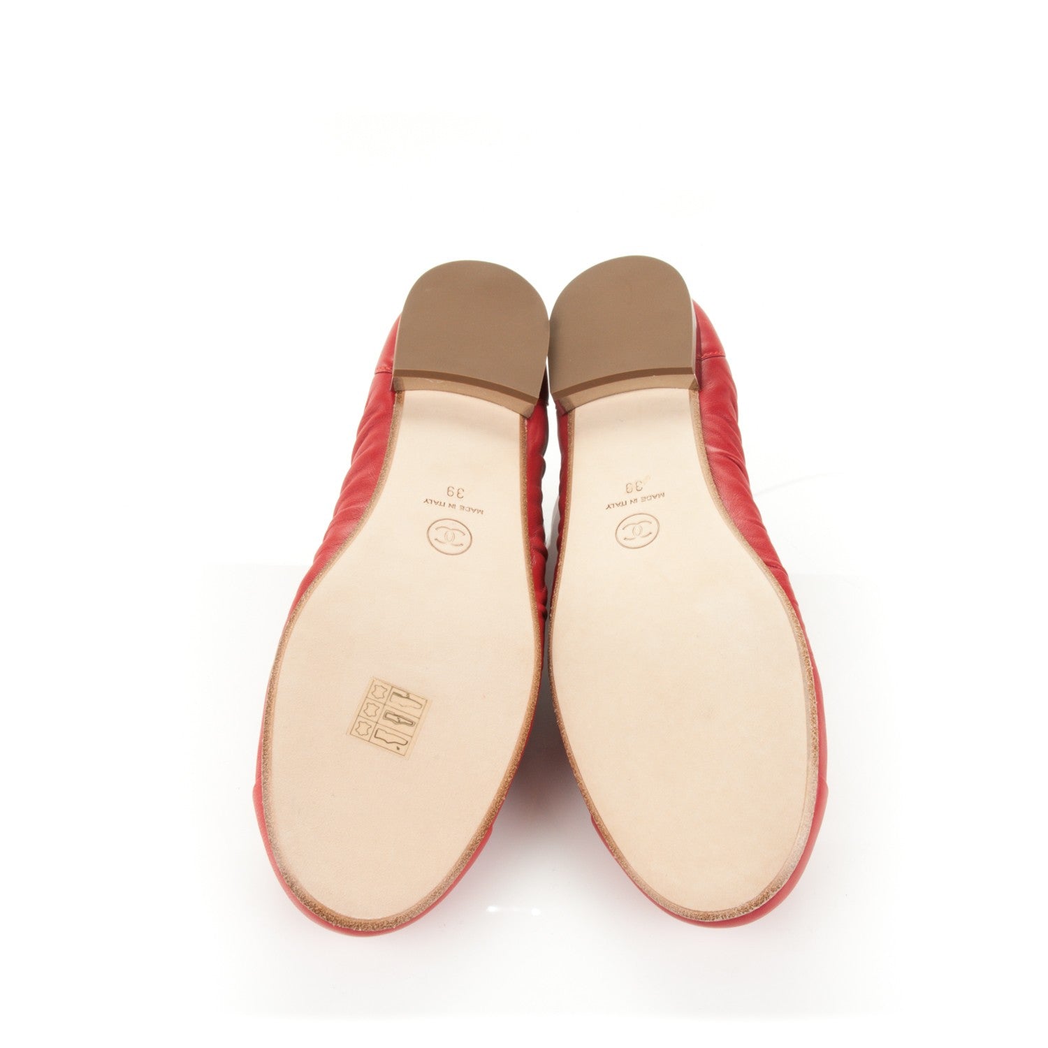 Chanel Lambskin CC Cap Toe Ballerina Flats 39 Red 5 of 7