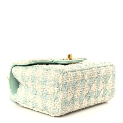 Chanel Tweed Handle Crush Top Handle Flap Bag Light Blue Ecru 4 of 12