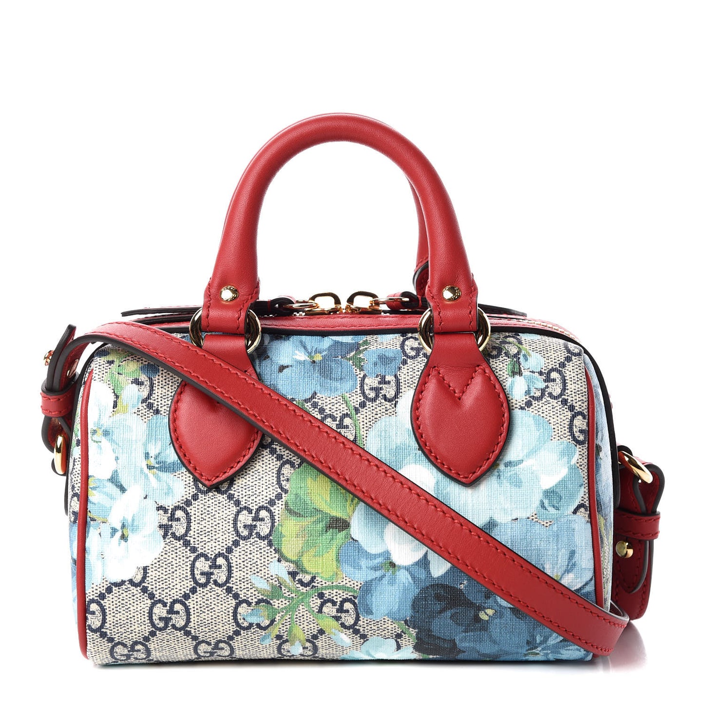 GG Supreme Monogram Blooms Mini Boston Navy Blue Hibiscus