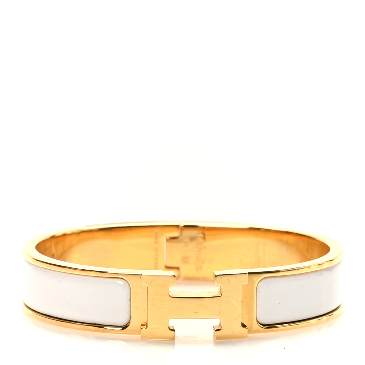 Hermes Enamel Narrow Clic Clac H Bracelet PM White 1 of 6