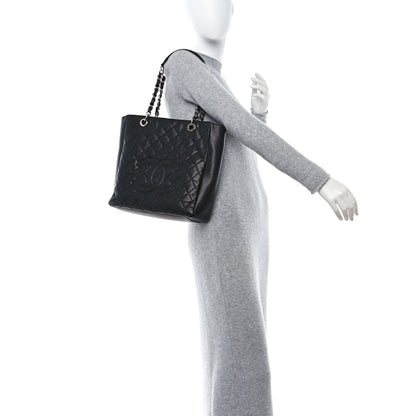 Chanel Caviar Quilted Petit Shopping Tote PST Black 3 of 10