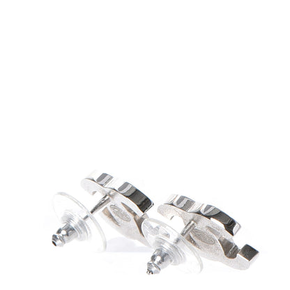 Chanel Enamel CC Earrings Navy White Silver 3 of 6