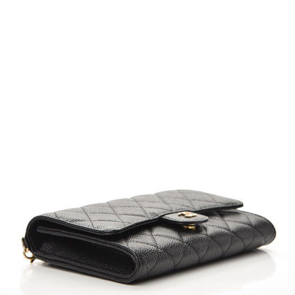 Chanel Caviar Quilted Wallet With Chain Black 4 of 9