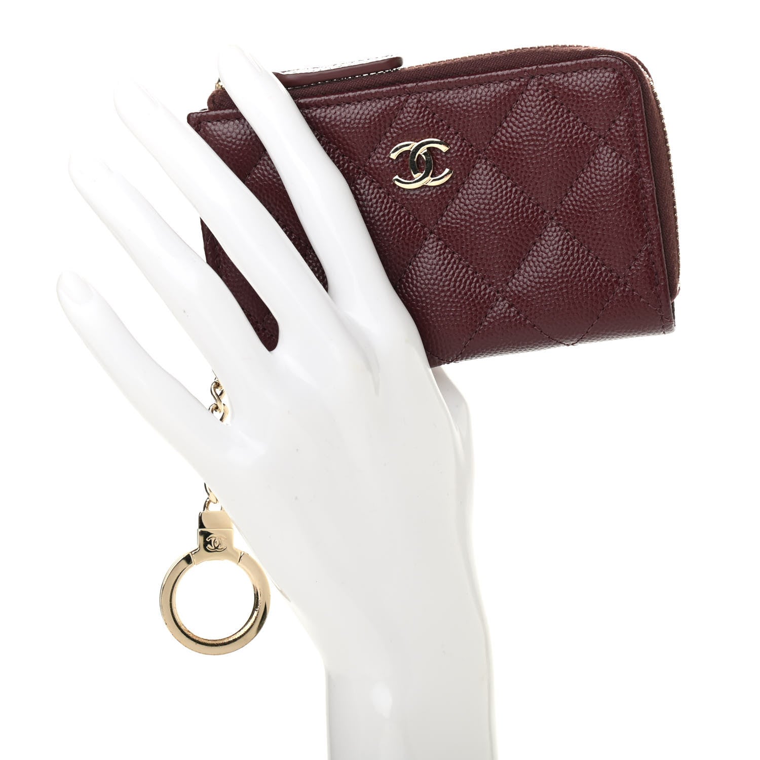 Chanel Caviar Quilted Zipped Key Holder Case Bordeaux 2 of 7