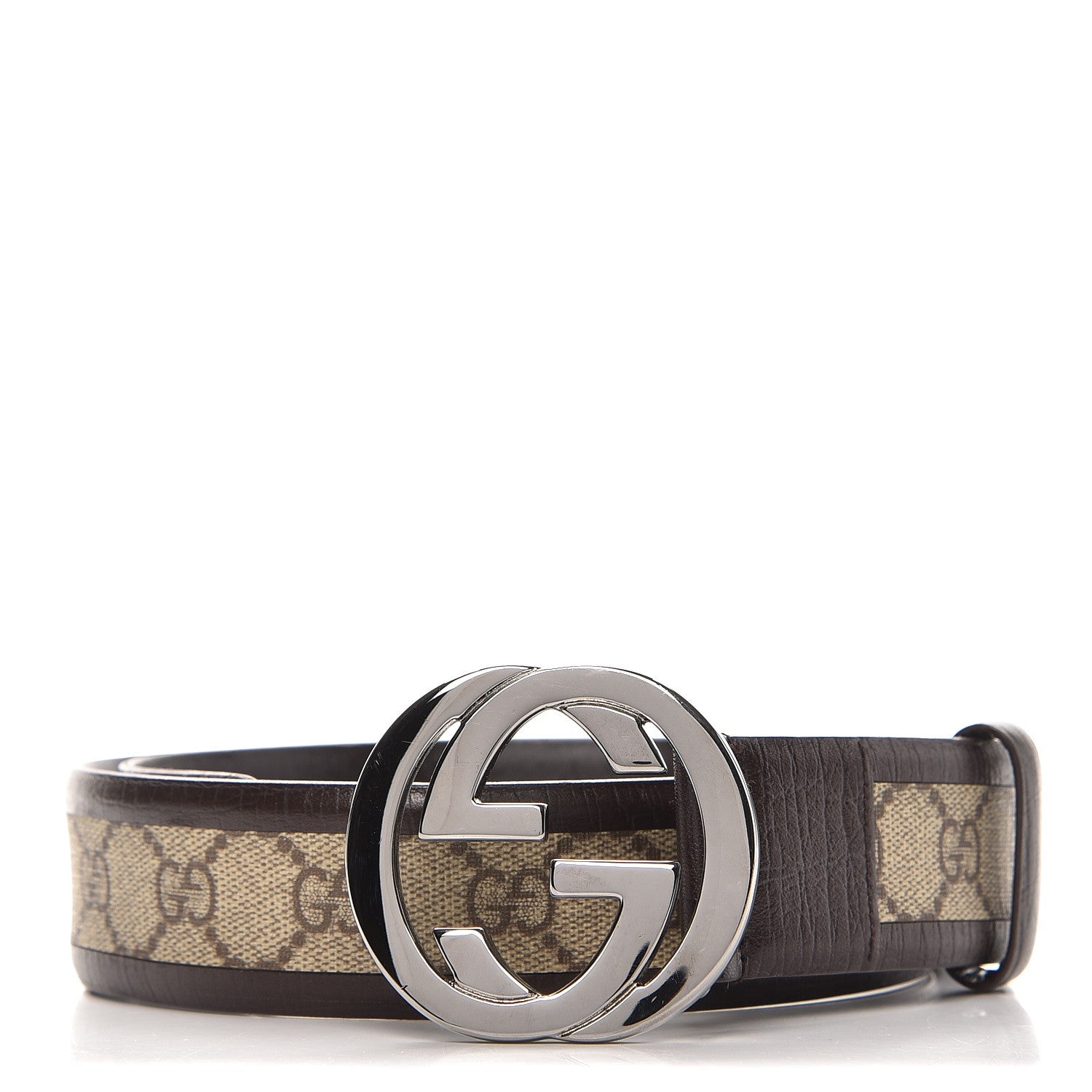 Gucci GG Supreme Monogram Niagara Lux Calfskin Interlocking G 40mm Belt 85 34 Beige Ebony Cocoa 1 of 5