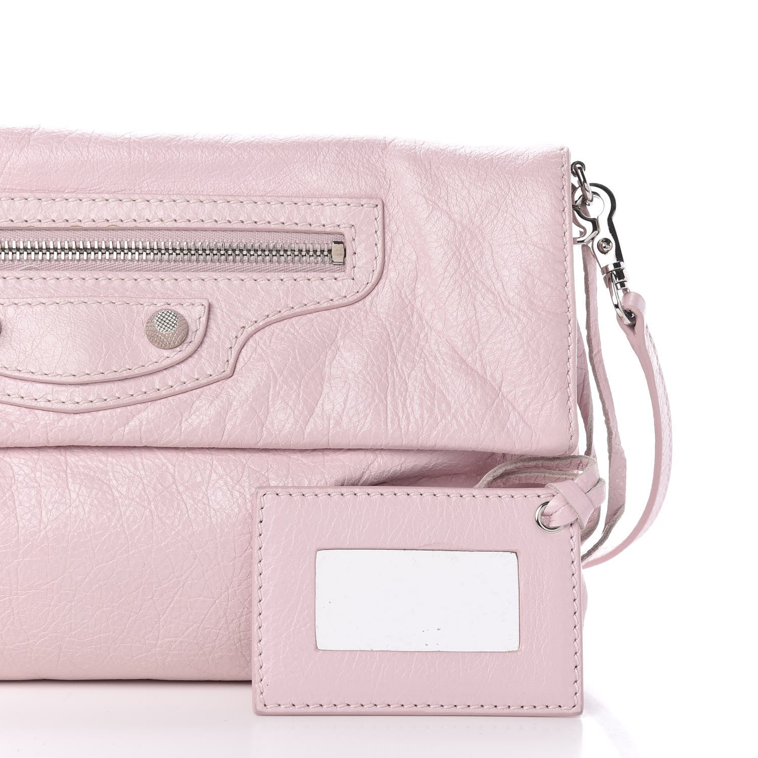 Balenciaga Agneau Giant 12 Silver Hardware Envelope Strap Clutch Rose Poudre 12 of 12