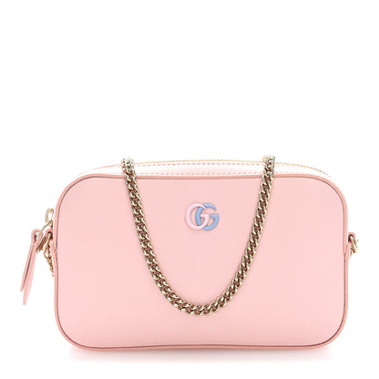 Gucci Dollar Calfskin Enamel Super Mini GG Marmont Chain Shoulder Bag  Light Pink Blue 1 of 9