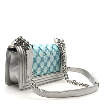 Chanel Metallic Lambskin PVC Quilted Small Boy Flap Blue 3 of 10