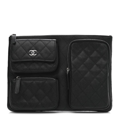 Chanel Caviar Quilted Zipped Multi Pouch Black 1 of 7