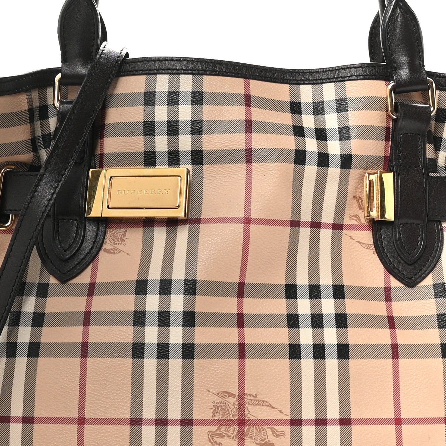 Burberry Haymarket Check Medium Golderton Tote Chocolate 8 of 11