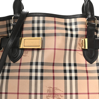Burberry Haymarket Check Medium Golderton Tote Chocolate 8 of 11