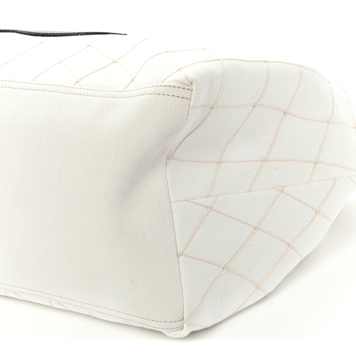 Chanel Denim Calfskin Quilted Coco Beach Small Shopping Tote White Black 11 of 11