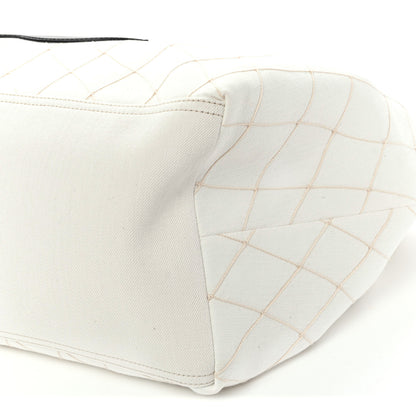 Chanel Denim Calfskin Quilted Coco Beach Small Shopping Tote White Black 11 of 11