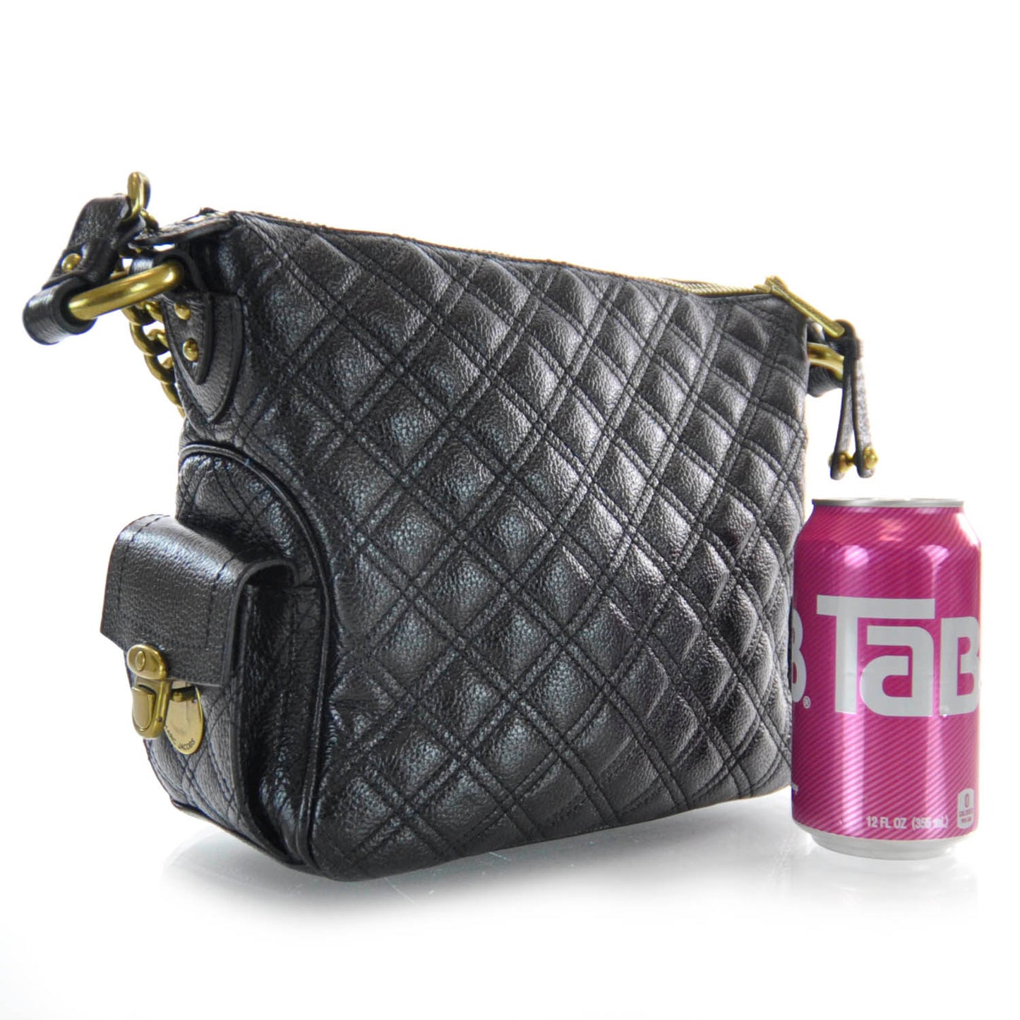Leather Quilted Multipocket Hobo Black