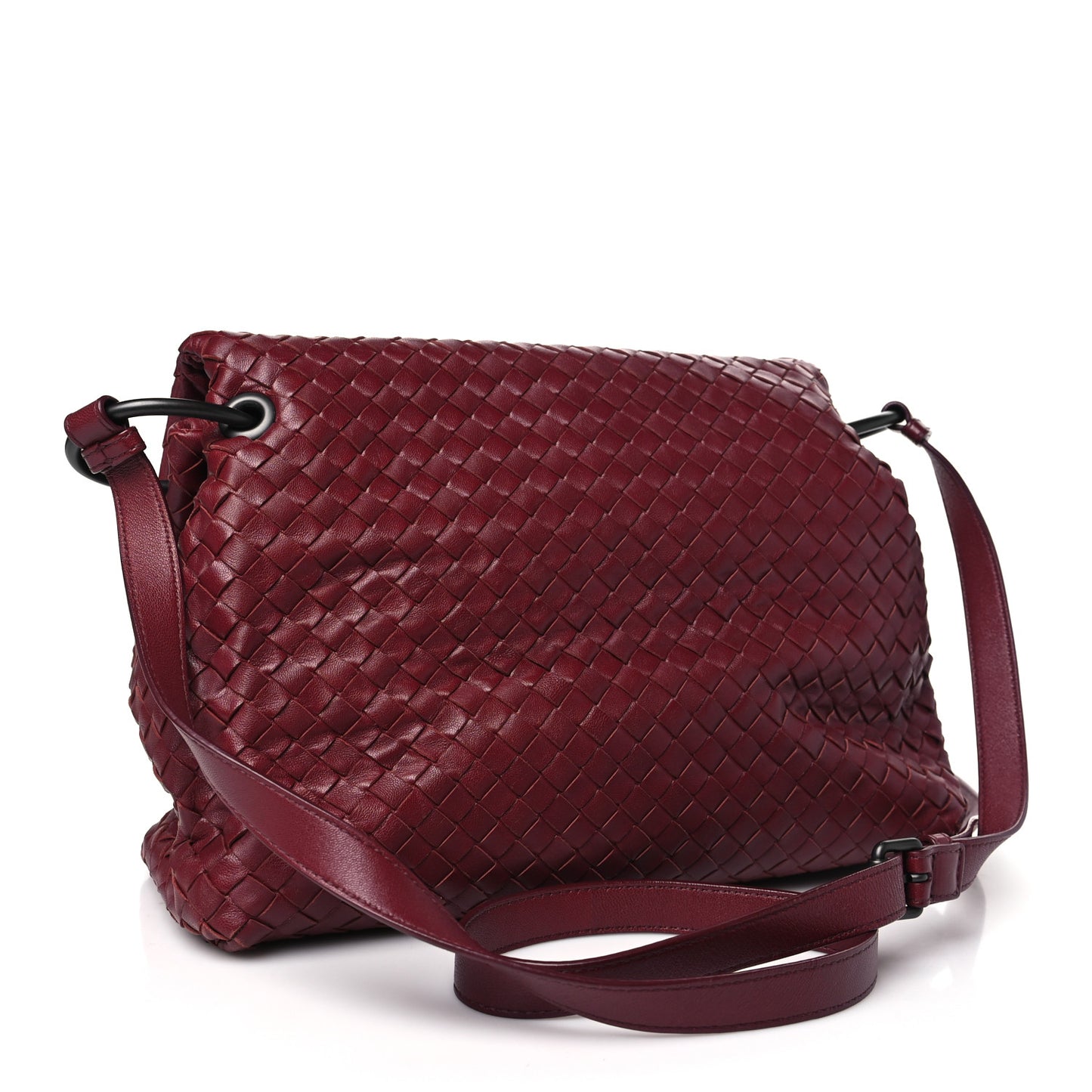 Nappa Intrecciato Flap Shoulder Bag Bordeaux
