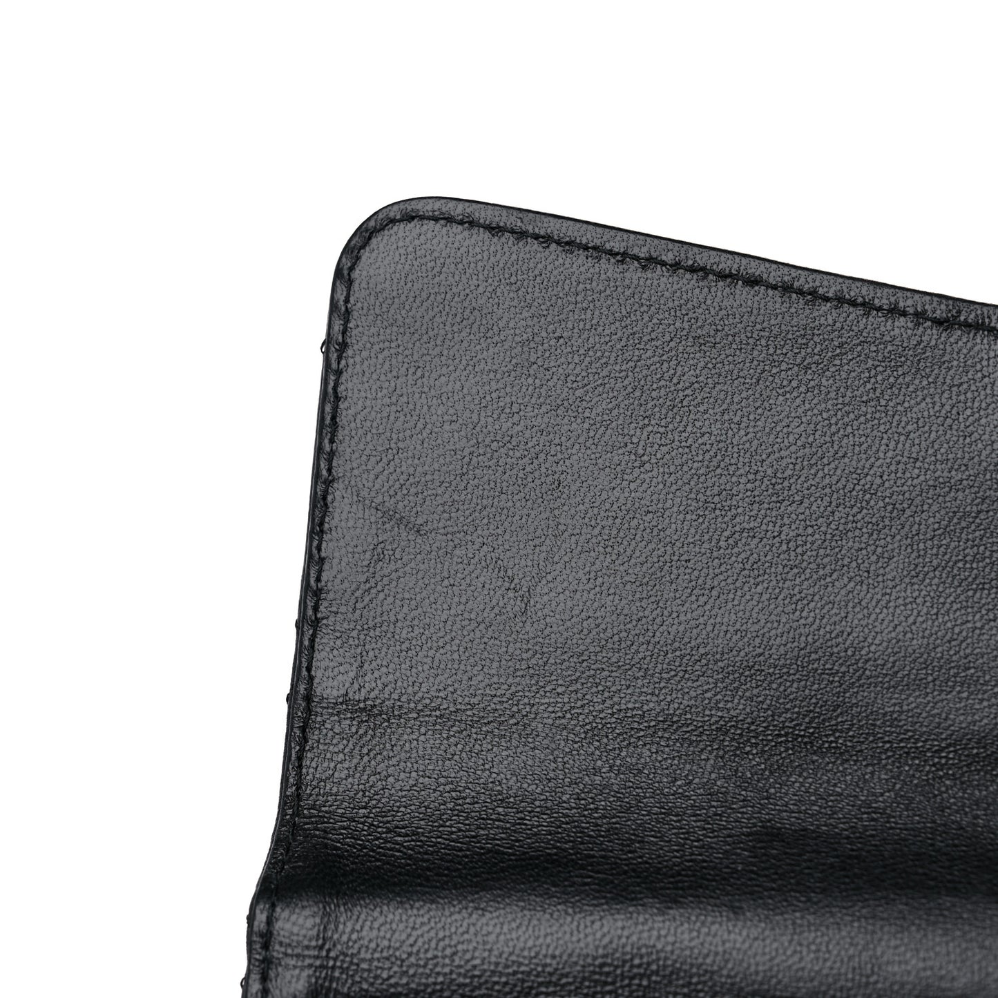 Lambskin Quilted Large Gusset Flap Wallet Black