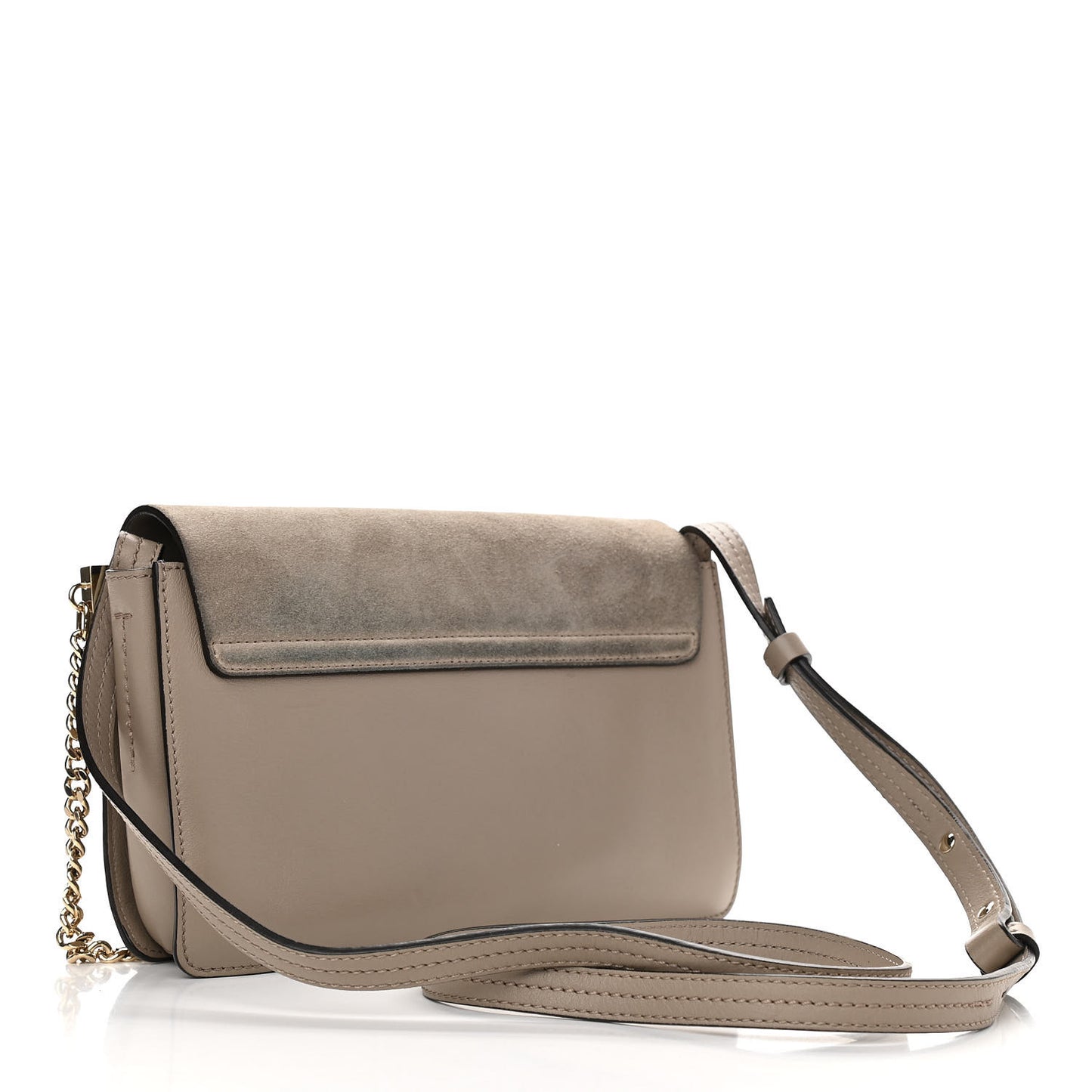 Suede Calfskin Small Faye Shoulder Bag Motty Grey
