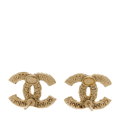 Chanel Pearl Crystal CC Earrings Gold 4 of 5