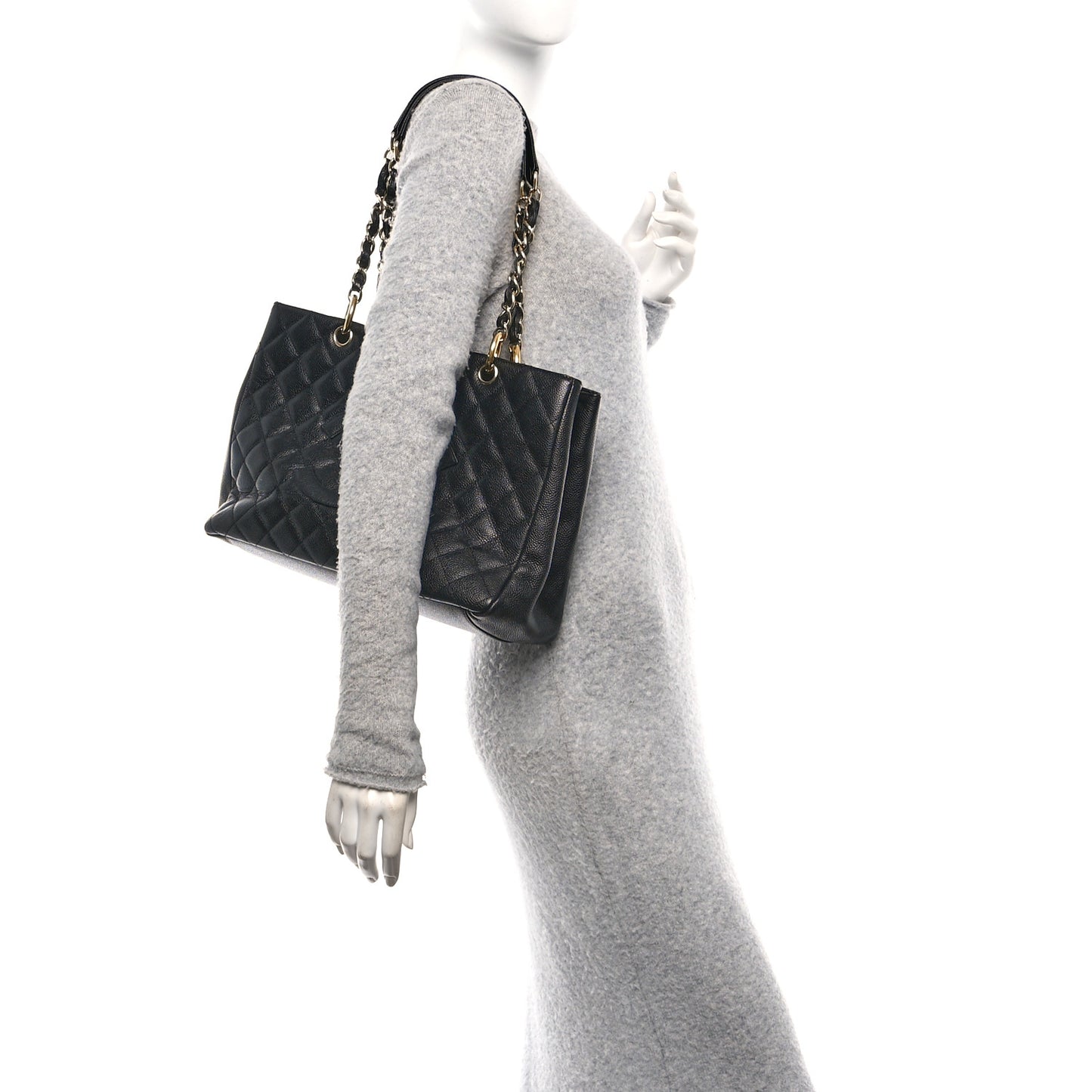 Caviar Quilted Grand Shopping Tote GST Black
