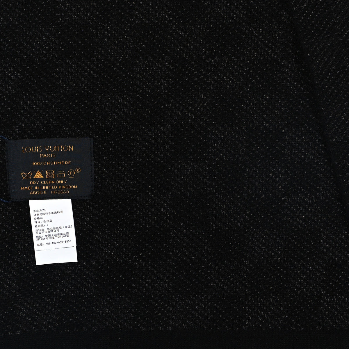 Cashmere Damier Scarf Black Grey