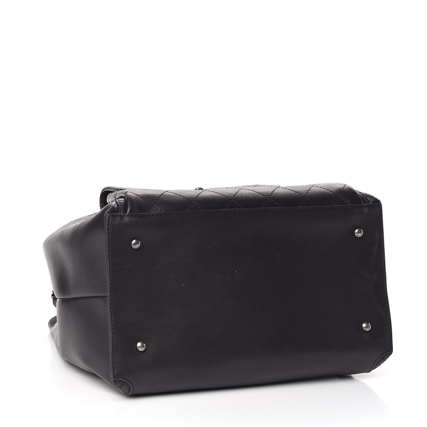 Calfskin Stitched Large Urban Luxury Drawstring Backpack Black