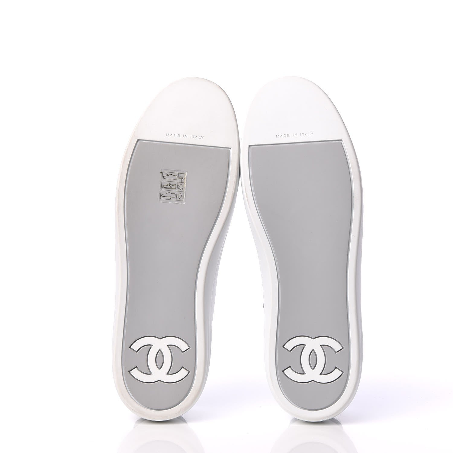 Chanel Iridescent Calfskin Sneakers 38.5 White Silver 5 of 10