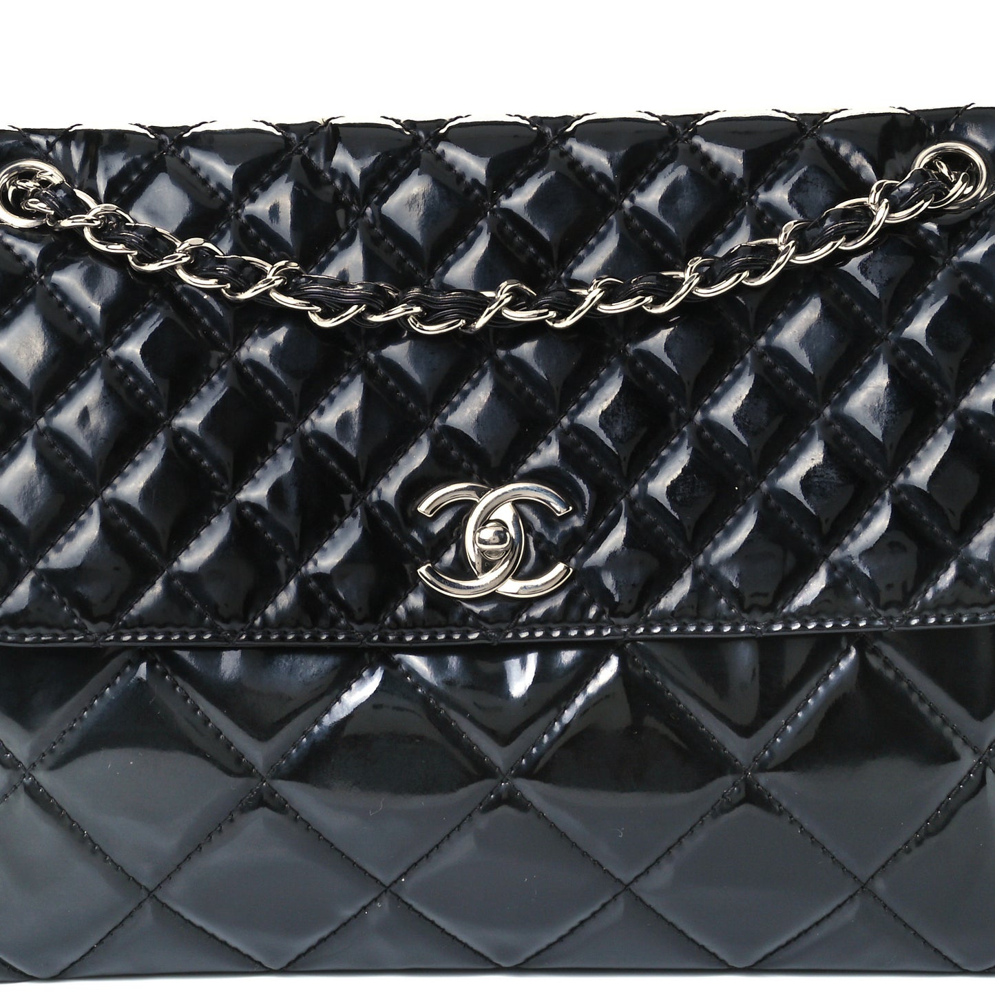 Vinyl Quilted In the Business Flap Bag Black