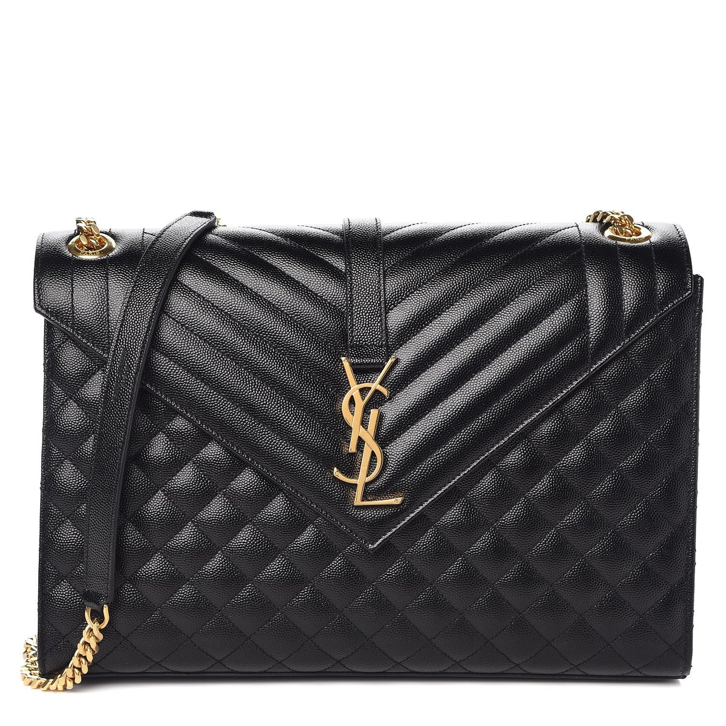 Grain De Poudre Textured Mixed Matelasse Large Triquilt Monogram Satchel Black