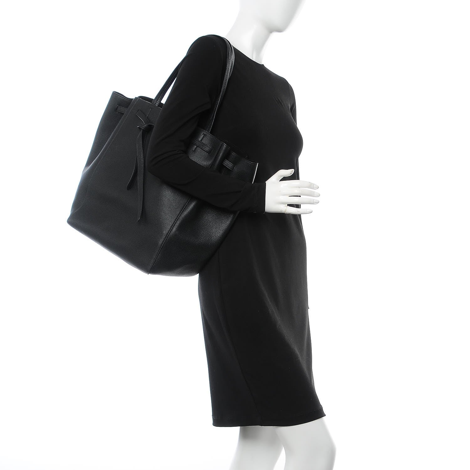 Celine Soft Grained Calfskin Medium Belt Cabas Phantom Black 2 of 8